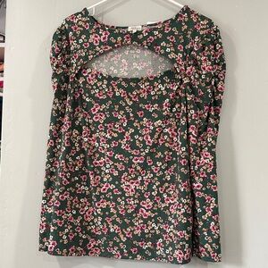 Ava James Floral Women's Blouse in Green size L